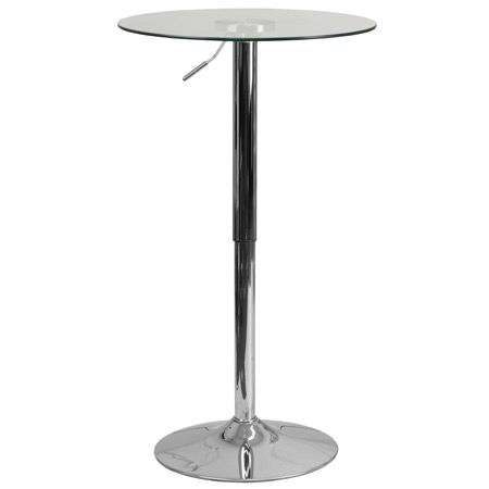 Round Glass Cafe Pub Table with Adjustable Height