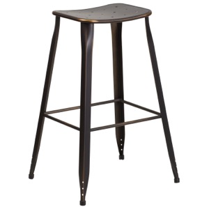 Tolix Square Distressed  Indoor-Outdoor Backless Barstool