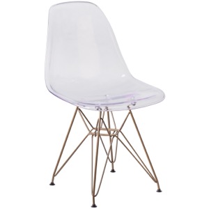 Bailey  Ghost Side Chair with Gold Metal Base