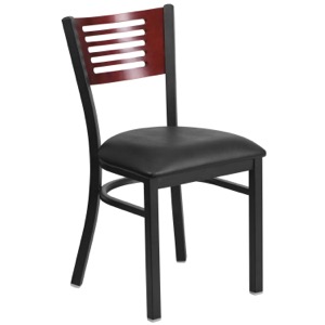 Slat Back Chair with Wood Back and Vinyl Seat