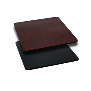 Square Restaurant Table With Black or Mahogany Reversible Laminate Top