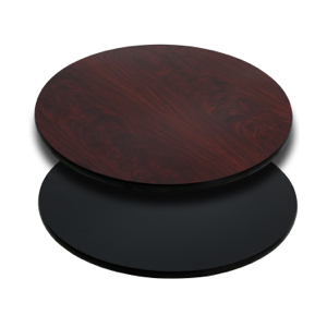 Round Restaurant Table With Black or Mahogany Reversible Laminate Top