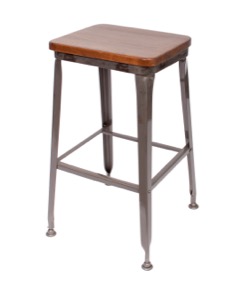 Lincoln Clear Coated Steel Backless Barstool