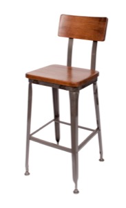 Lincoln Clear Coated Steel Barstool with Wood Seat and Back