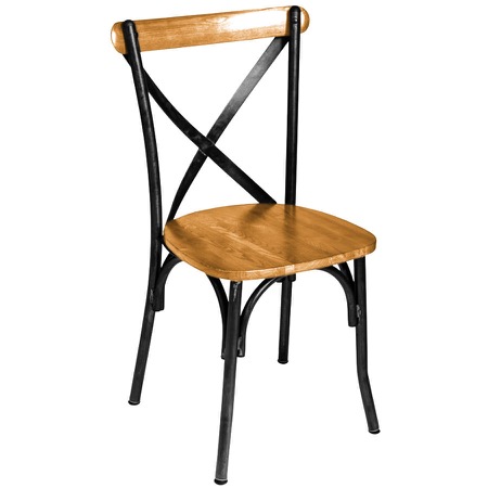 Henry Steel Crossback Chair with Natural Wood Seat