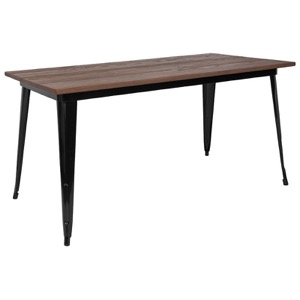 Rectangular Tolix Cafe Table+Wood Top