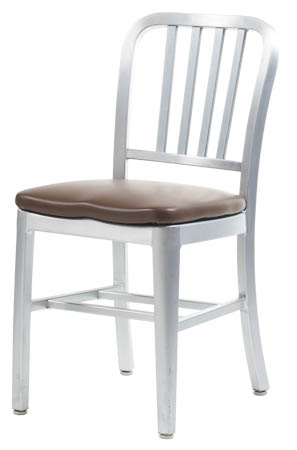Aluminum Sandra Navy Style Chair with Upholstered Seat