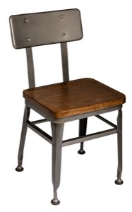 Lincoln Clear Coated Steel Side Chair with Wood Seat