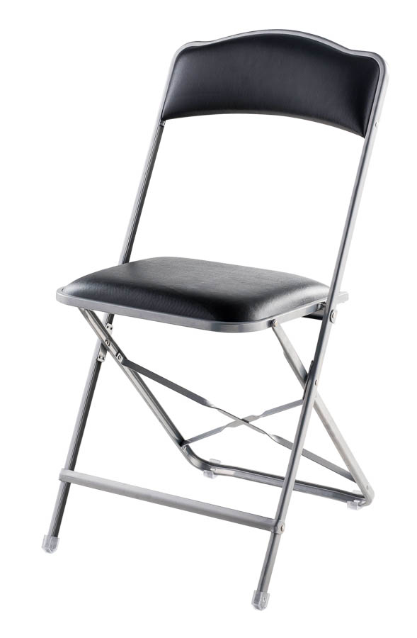 Silver Frame Fritz Style Folding Chairs with Vinyl Cushion – Seated In Style