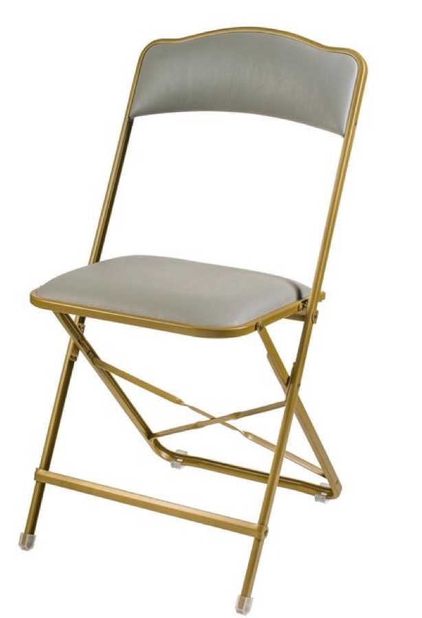 Silver Frame Fritz Style Folding Chairs with Vinyl Cushion – Seated In Style