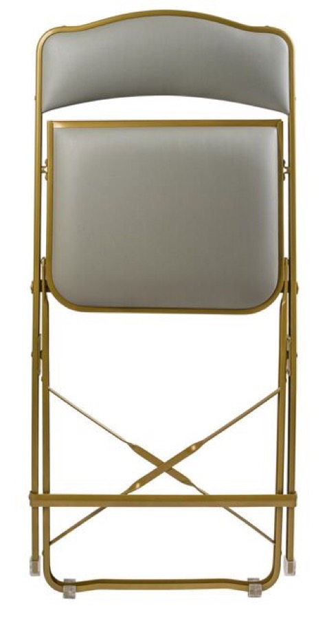 Silver Frame Fritz Style Folding Chairs with Vinyl Cushion – Seated In Style