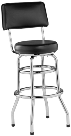 Retro Style Upholstered Cushioned Swivel Bar Stool