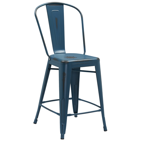 Tolix Distressed Indoor-Outdoor Counter Stool