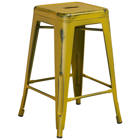 Tolix Distressed Indoor-Outdoor Backless Counter Stool