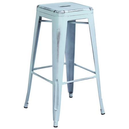 Tolix Distressed Indoor-Outdoor Backless Barstool