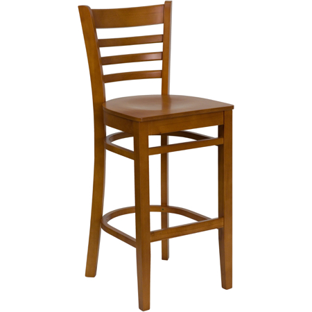 Diana Ladder Back Wood Barstool with Wood Seat