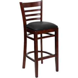 Diana Ladder Back Wood Barstool with Upholstered Seat