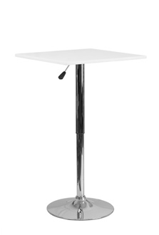 Square White Wood Cafe Pub Table with Adjustable Height