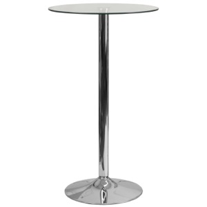 Round Glass Cafe Bar Height Pub Table with Chrome Base