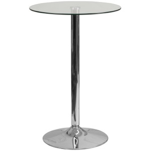 23.5'' Round Glass Cafe Pub Table with 35.5''H Chrome Base