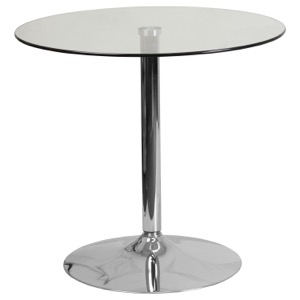 31.5'' Round Glass Cafe Pub Table with 29"H Chrome Base