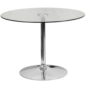 39.25" Round Glass Cafe Pub Table with 29"H Chrome Base