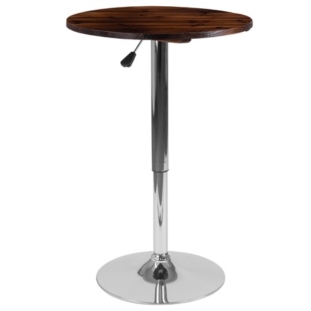 Round Rustic Wood Table with Adjustable Height