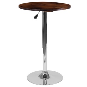 Round Rustic Wood Table with Adjustable Height