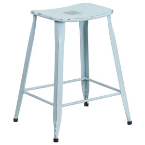 Tolix Square Distressed Indoor-Outdoor Backless Counter Stool