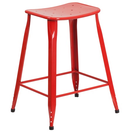 Tolix Square  Indoor-Outdoor Backless Counter Stool