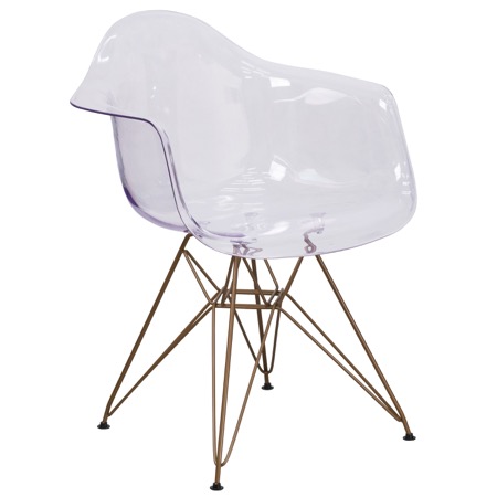 Aria Transparent Side Chair with Gold Frame