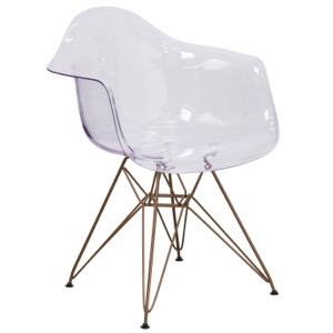 Aria Transparent Side Chair with Gold Frame