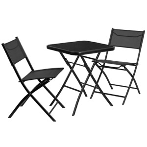 Metal Bistro Set with Square Glass Table
