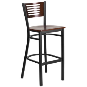 Slat Back  Barstool with Wood Back and Seat