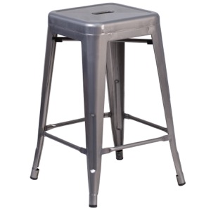 Grayson 24" Clear Coated Metal Backless Barstool