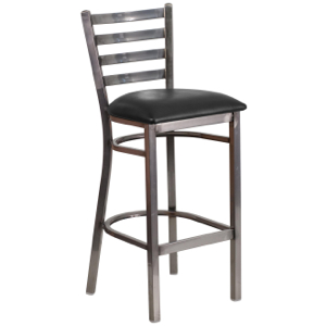 Clear Coated Ladder Back Metal Barstool