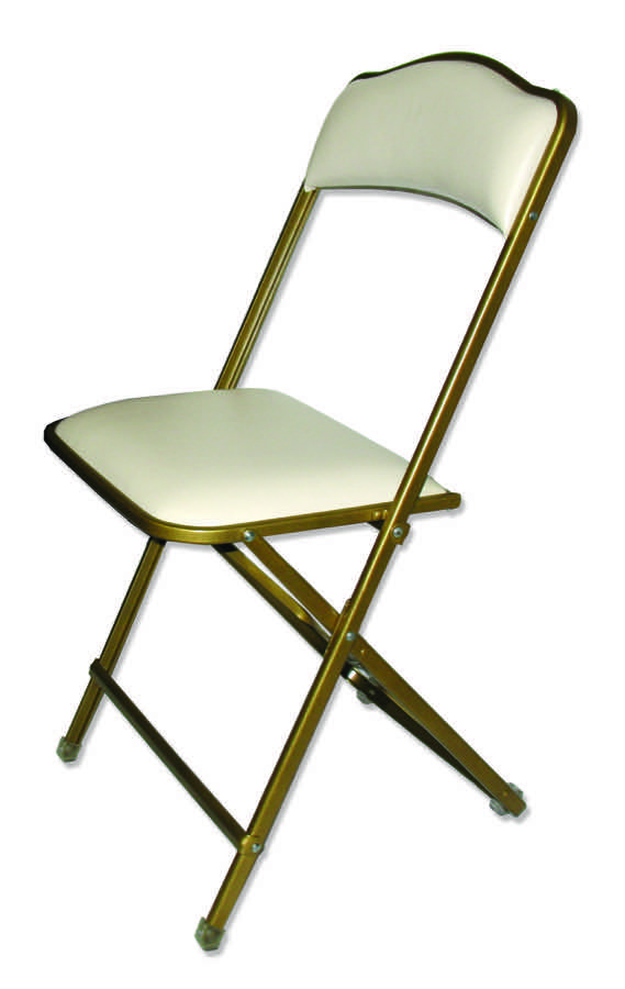 Silver Frame Fritz Style Folding Chairs with Vinyl Cushion – Seated In Style