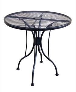 Wrought Iron Black Mesh Table 30" Round with Umbrella Hole.