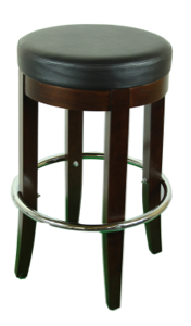 Backless Wood  Barstool with Padded Box Seat and Foot Ring
