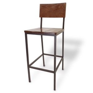 Rustic Wood Barstool with Metal Frame
