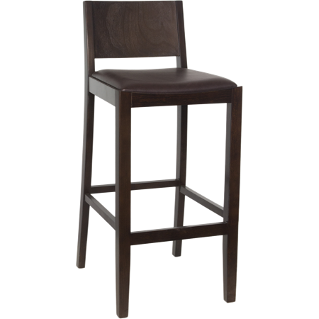 Tapered Back Wooden Barstool