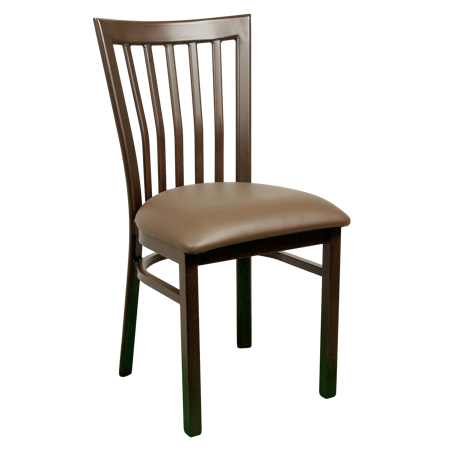 Wood-Look Metal Slat Back Chair