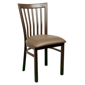 Wood-Look Metal Slat Back Chair