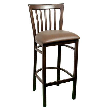 Wood-Look Metal Slat Back Barstool