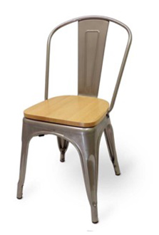 Mason Clear Coated Metal Indoor Chair with Natural Wood Seat