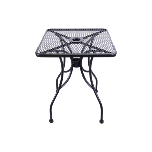 Wrought Iron Black Mesh Table 24" Square with Umbrella Hole.