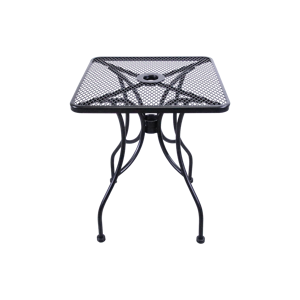 Wrought Iron Black Mesh Table 30" Square with Umbrella Hole.