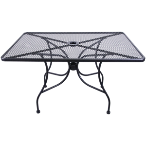 Wrought Iron Black Mesh Table  30"x 48" with Umbrella Hole