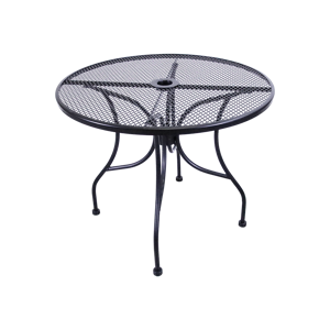 Wrought Iron Black Mesh Table 48" Round with Umbrella Hole