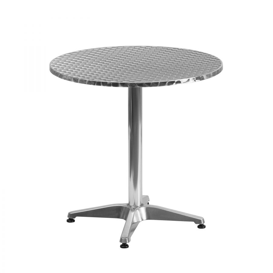 Budget Collection 28" Round Aluminum and Stainless Steel Restaurant Table